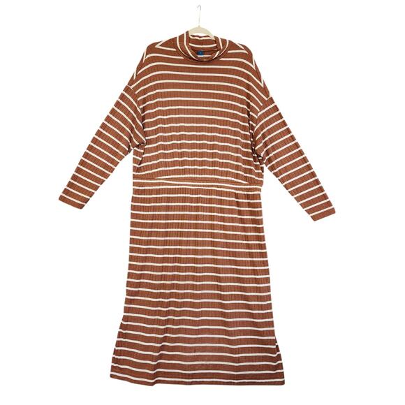 Old Navy Womens Long Sleeve Waist Defined Rib Knit Striped Midi Sweater Dress 2X - Picture 2 of 12